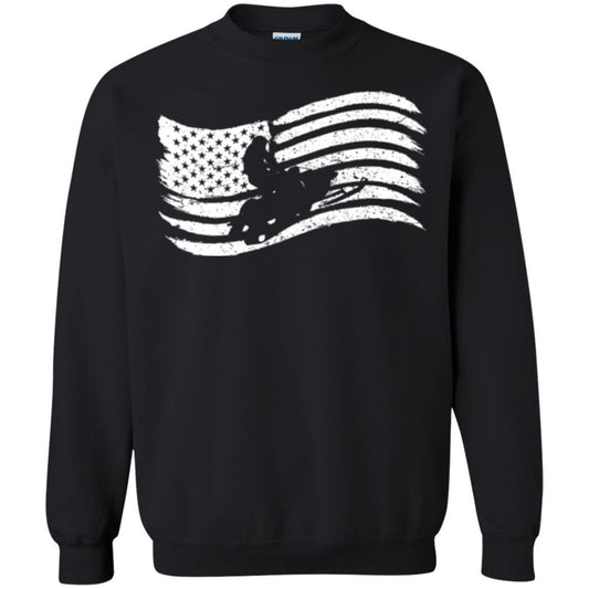 Snowmobile Rider T-shirt American Flag Black