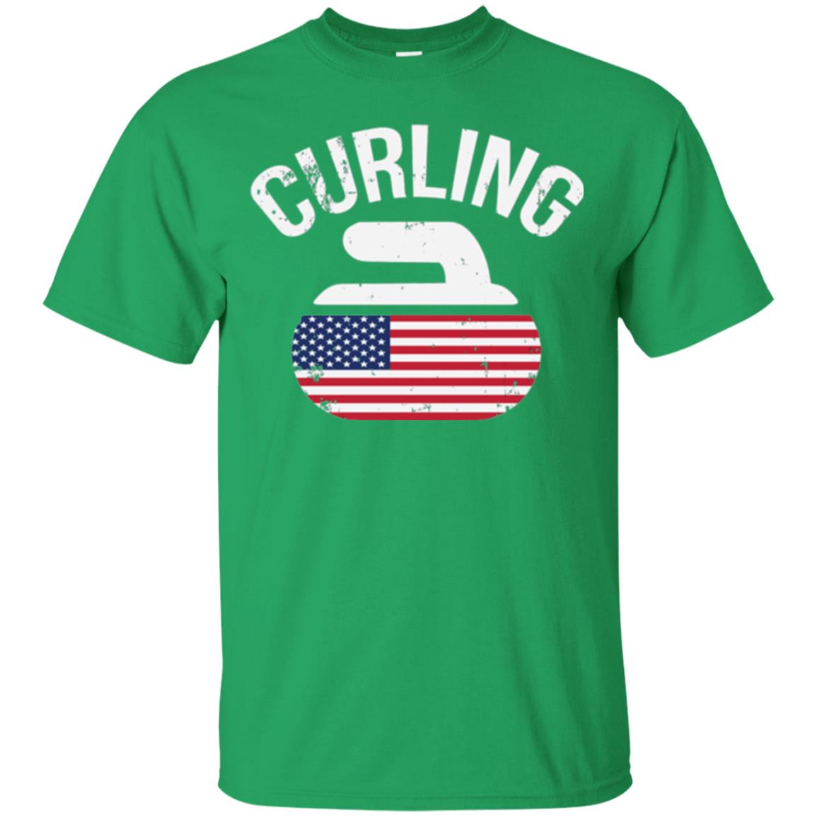 Usa Red White And Blue American Flag Curling Stone T-shirt Irish Green