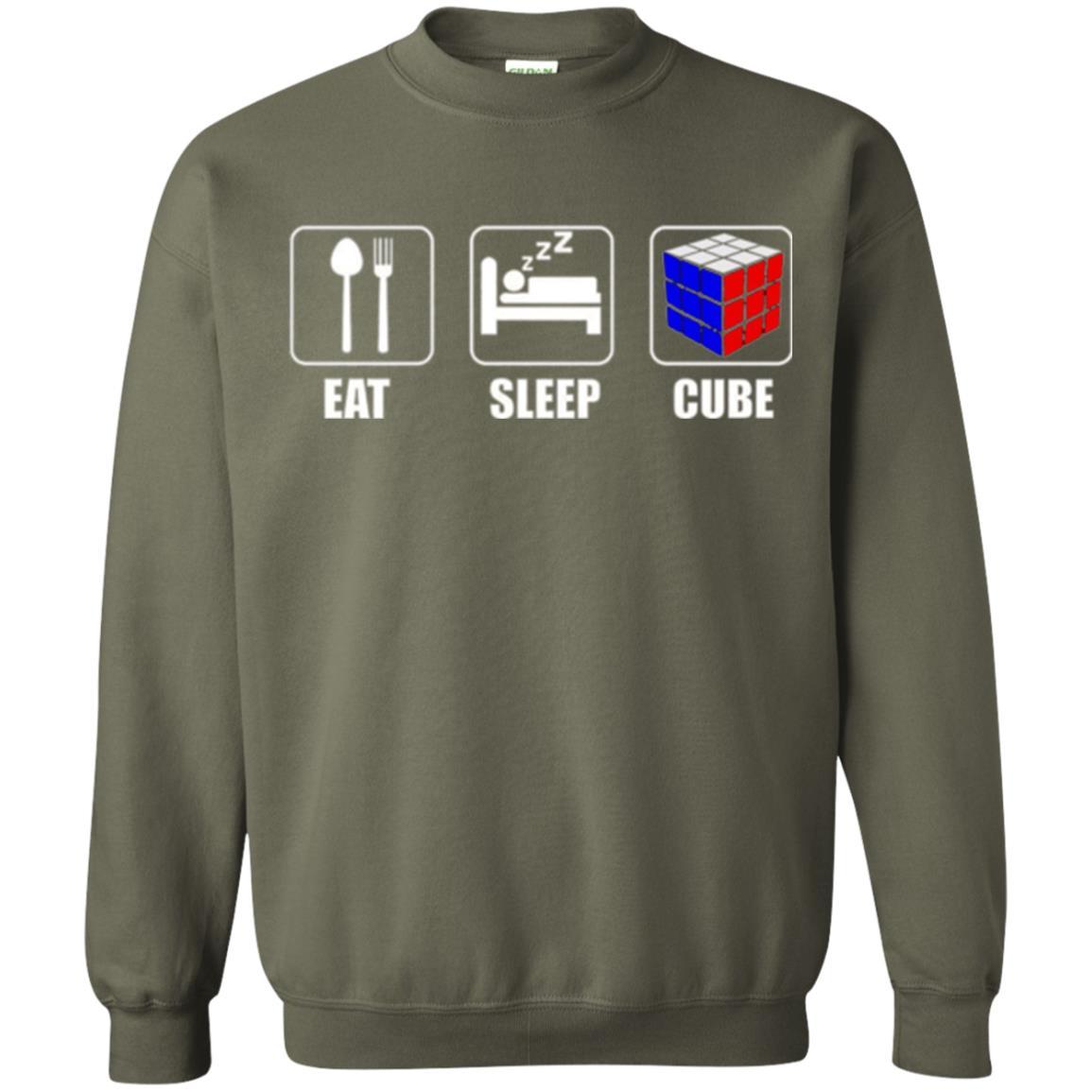 Rubik Lover T-shirt Eat Sleep Cube T-shirt Military Green