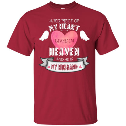 A Big Piece Of My Heart Lives In Heaven And He Is My Husband Shirt Cardinal