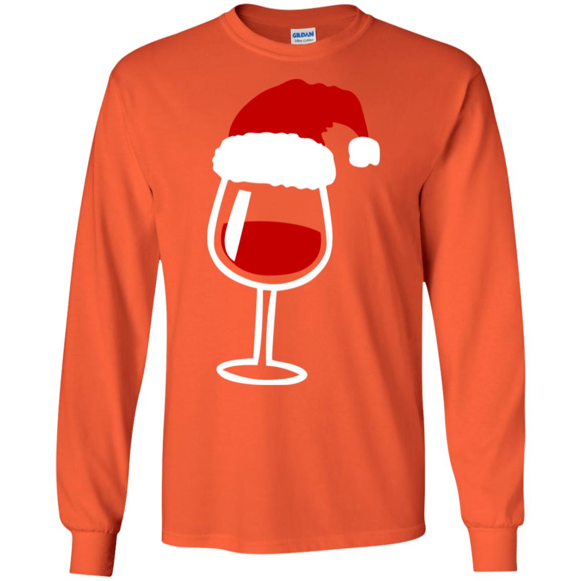 Twinkle Red Wine Glass Santa Hat X-mas Gift Shirt Orange