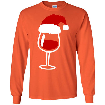 Twinkle Red Wine Glass Santa Hat X-mas Gift Shirt Orange