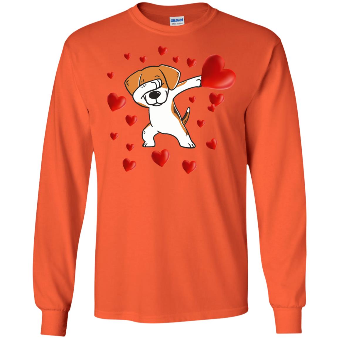 Valentines Day T-shirt Dabbing Dog Orange
