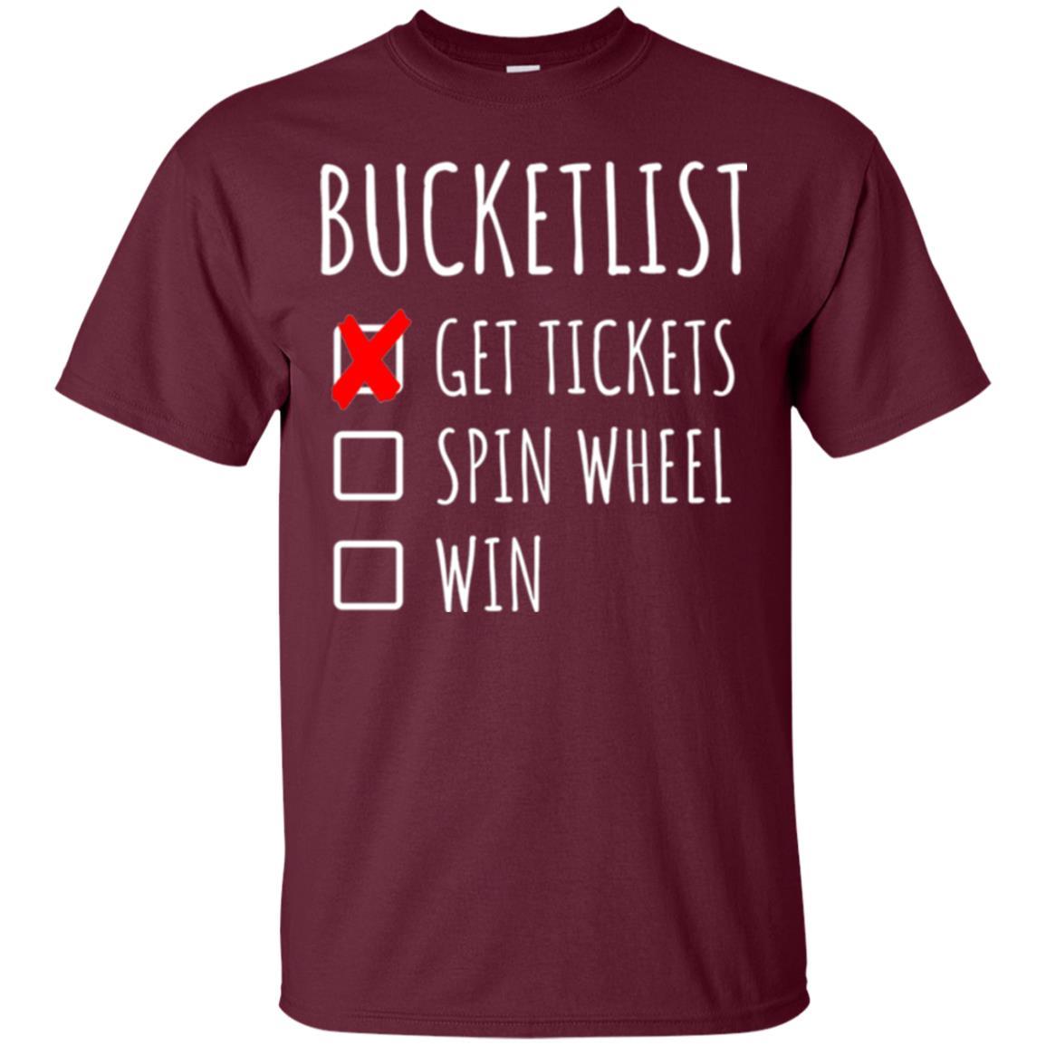 Game Show T-shirt Bucket List Spin Wheel Win Maroon