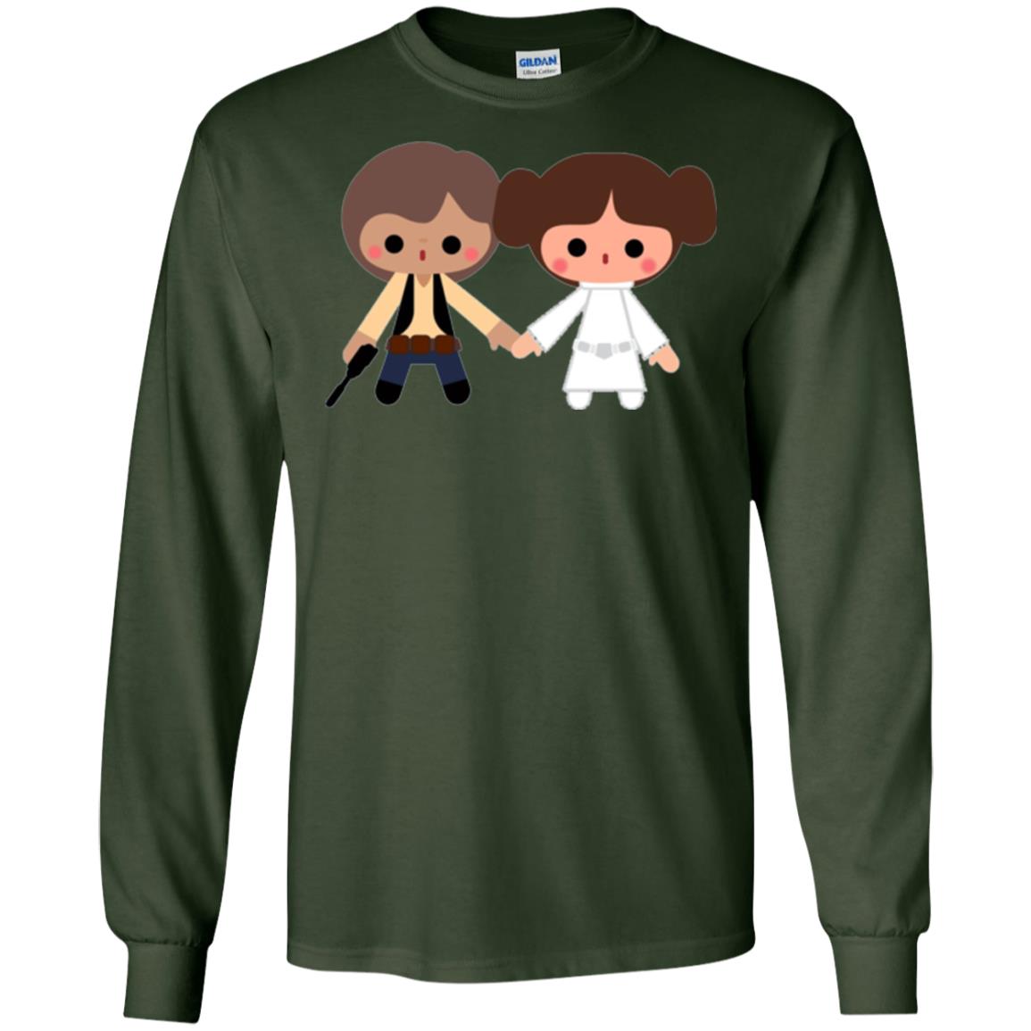 Cartoon T-shirt Han Solo Princess Leia Forest Green
