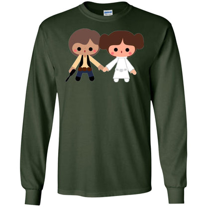 Cartoon T-shirt Han Solo Princess Leia Forest Green