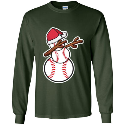 Christmas T-shirt Dabbing Snowman Baseball Forest Green