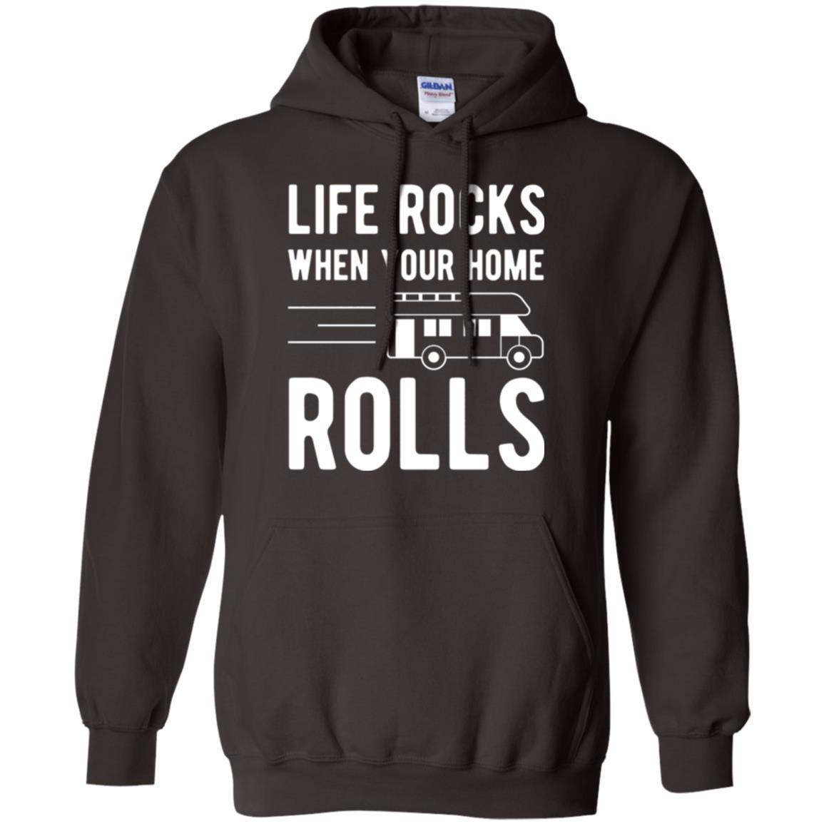 Camper Rv T-shirt Life Rocks When Your Home Roll Dark Chocolate