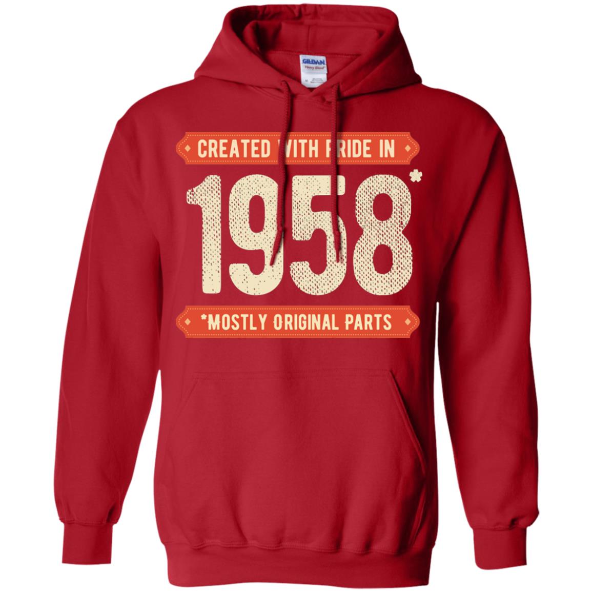 Created With Pride In 1958 Mostly Original Parts 60th Birthday T-shirt Red