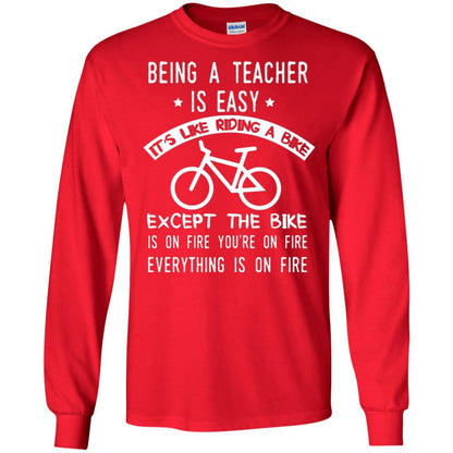 Being A Teacher Is Easy It’s Like Riding A Bike Teacher T-shirt Red