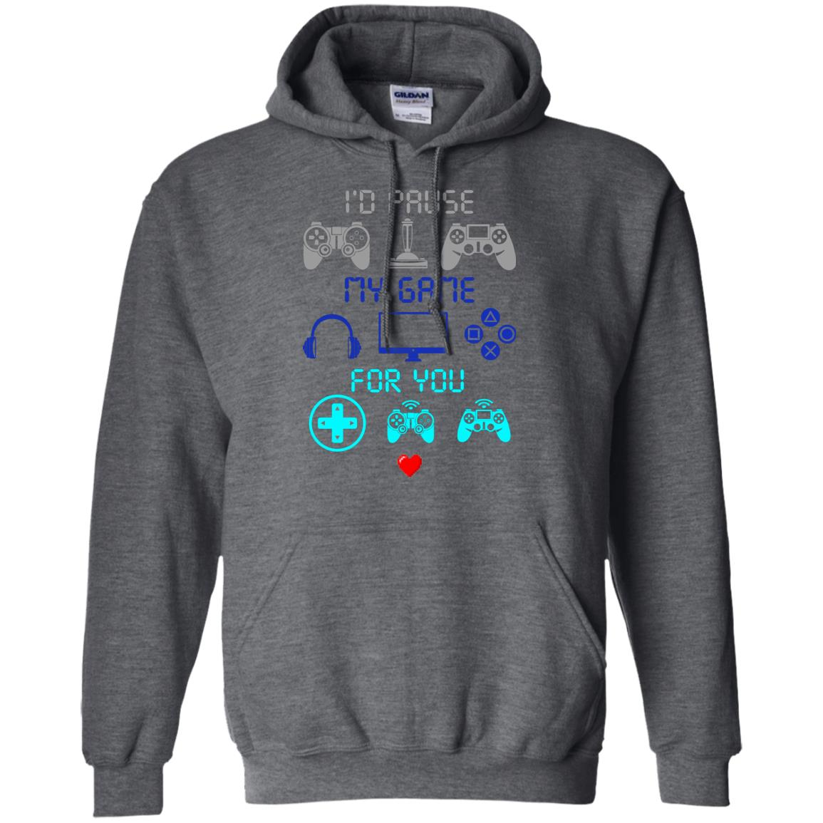 Gamer T-shirt I'd Pause My Game For You Dark Heather