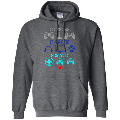 Gamer T-shirt I'd Pause My Game For You Dark Heather