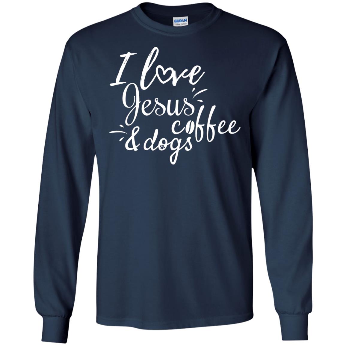 I Love Jesus Coffee And Dogs Christian T-shirt Navy