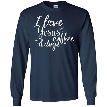 I Love Jesus Coffee And Dogs Christian T-shirt Navy