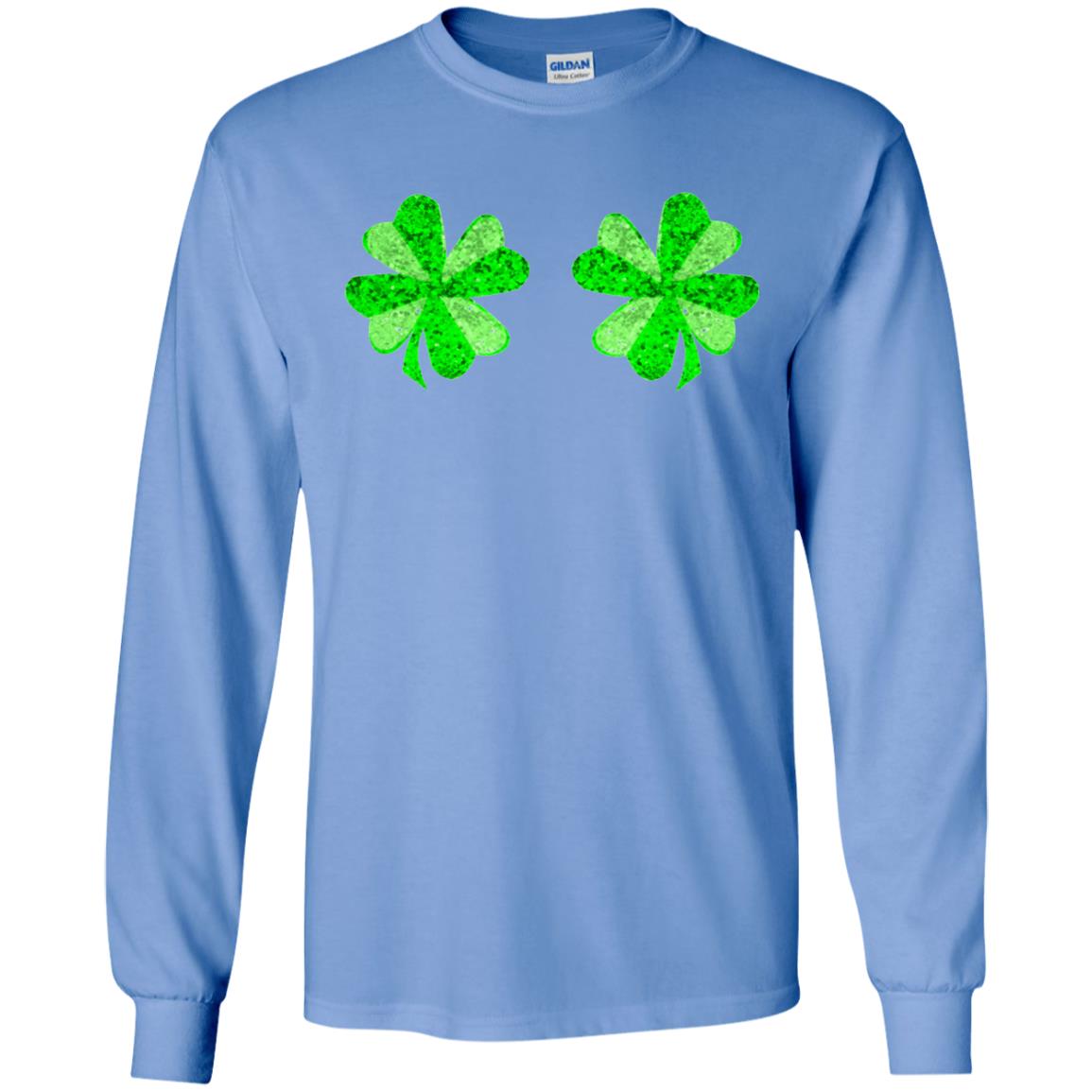 Funny Shamrock Boobs St Patricks Day T-shirt Carolina Blue