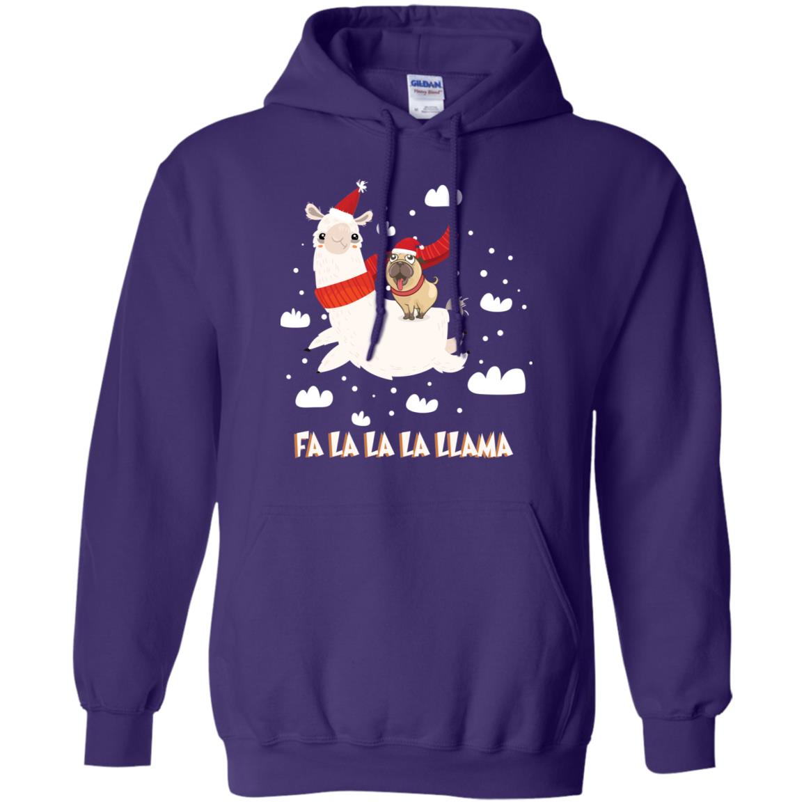 Fa La La La Llama With Pug X-mas Gift Shirt Purple