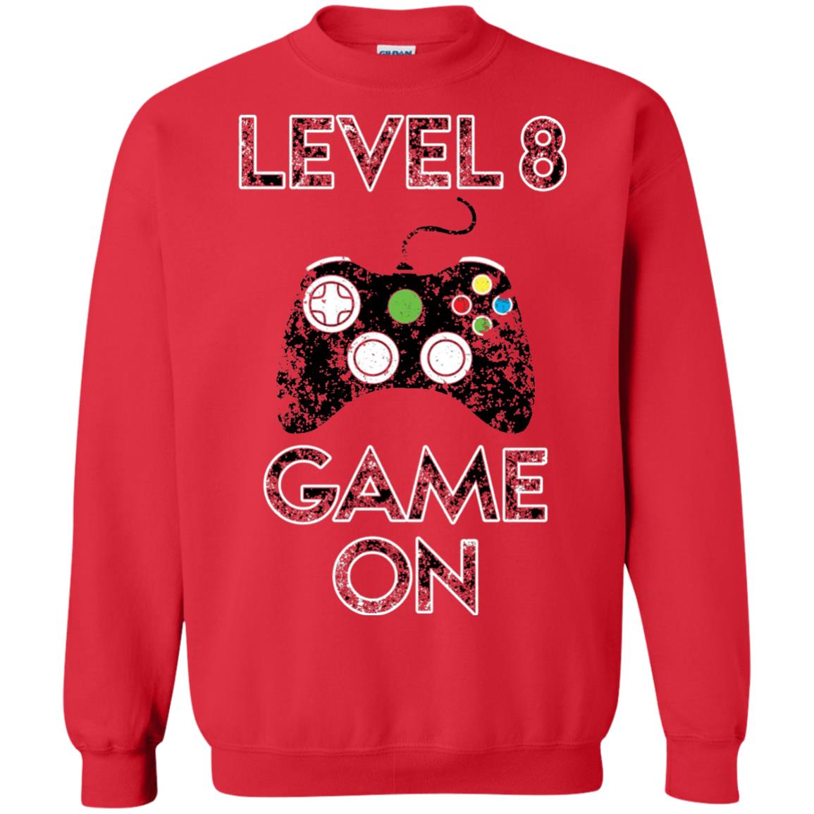 Kids Level 8 Game On 8th Birthday Gift T-shirt Red