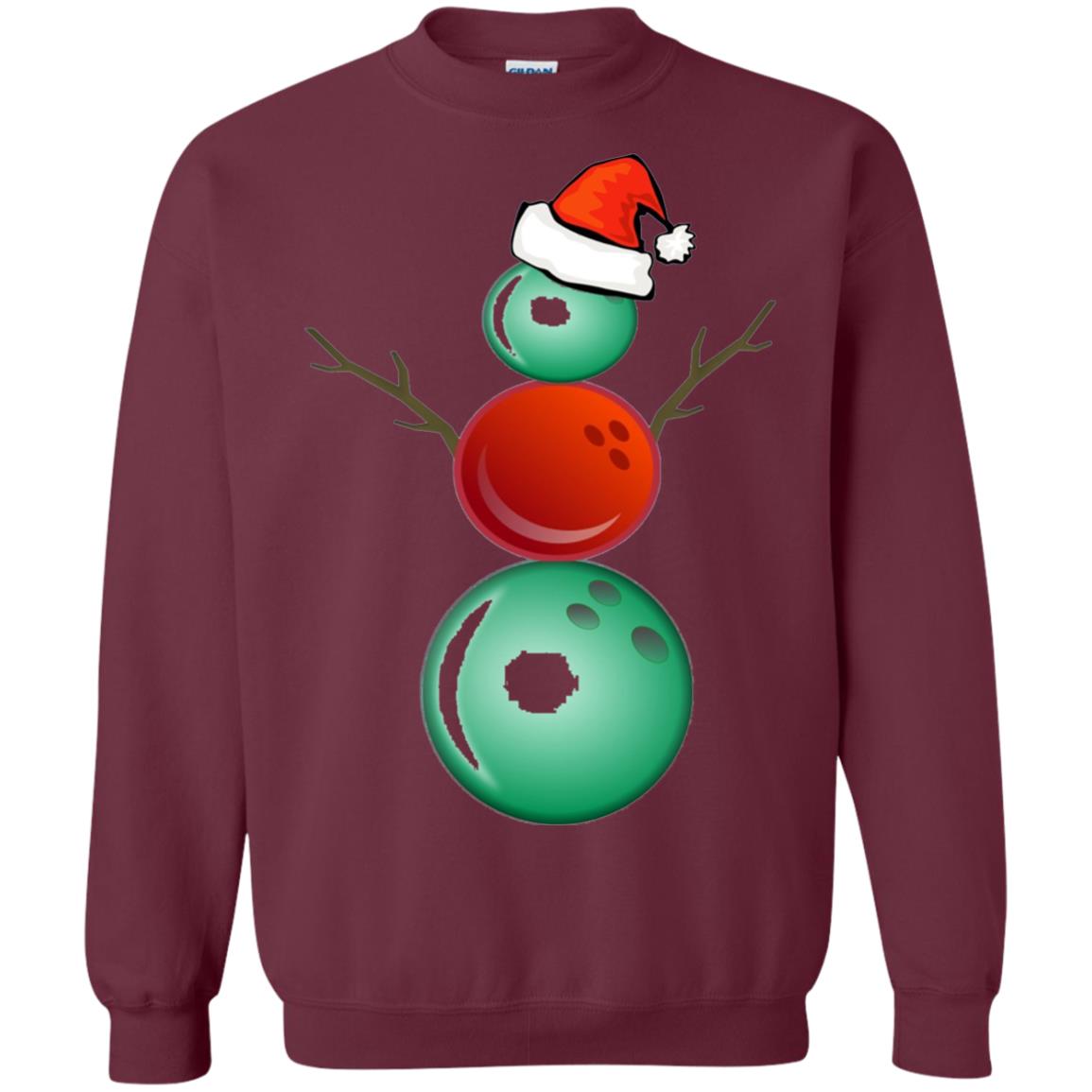 Funny Christmas Shirts Bowling Snowman Maroon
