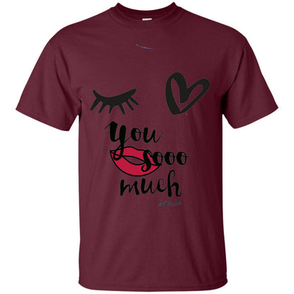 I Love You So Much Eye Heart Lip Summer Shirt Maroon