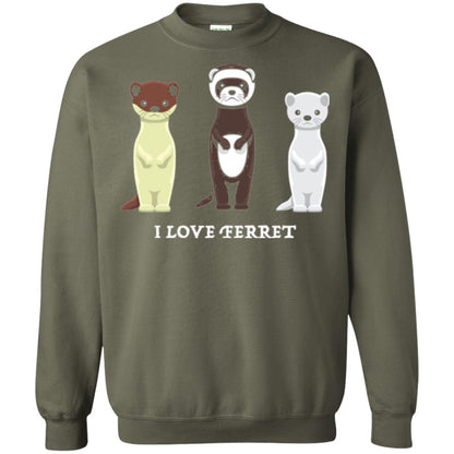Ferret T-shirt I Love Ferret Military Green