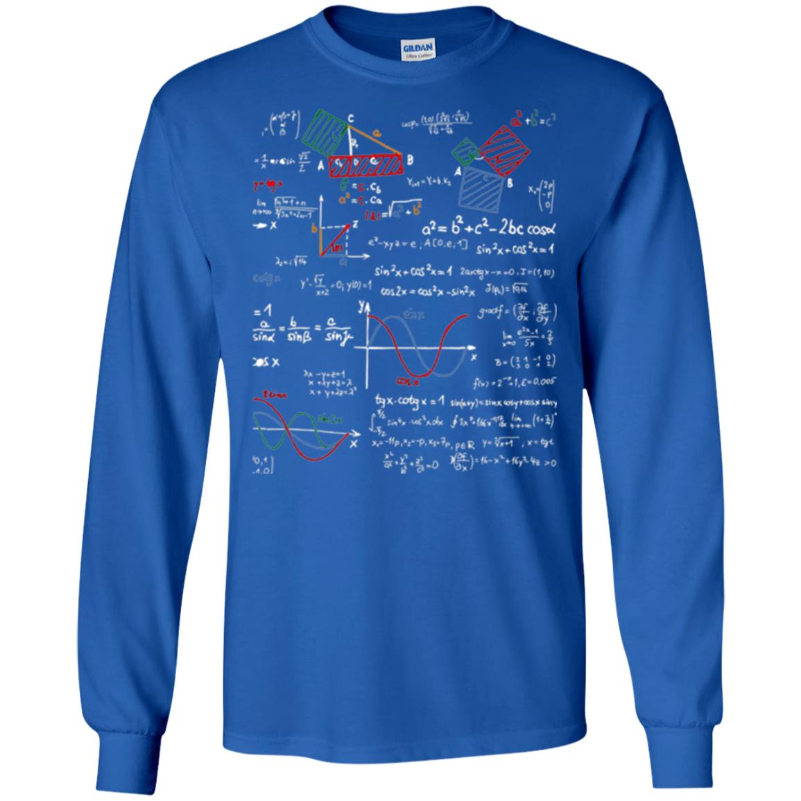 Math Lover T-shirt Formulas Cheat Sheet Royal