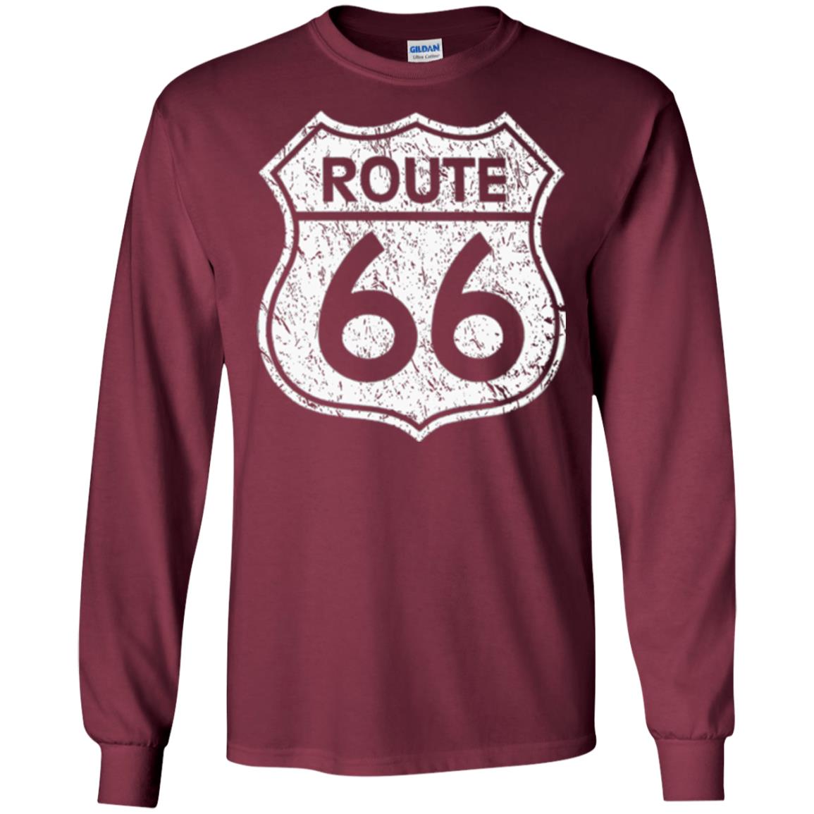 Historical Route 66 Distressed Vintage Look T-shirt Maroon