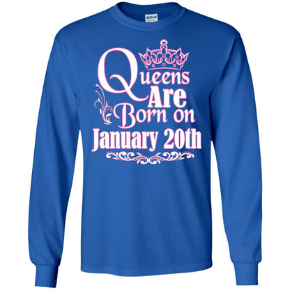 Queens Are Born On January 20th Birthday T-shirt Royal