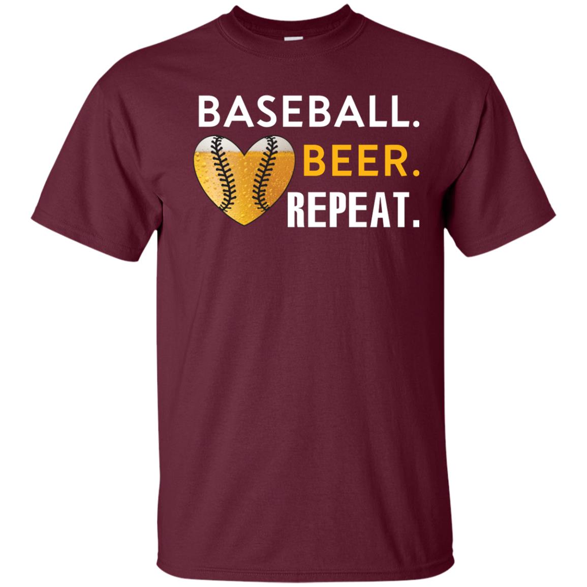 Baseball Lover T-shirt Beer Repeat Maroon