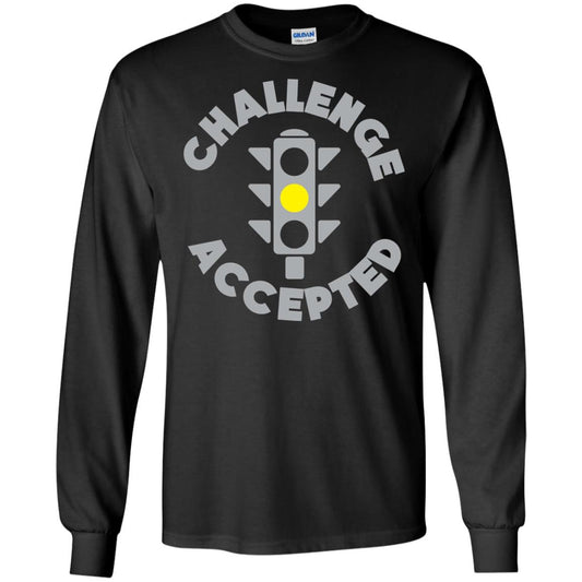 Funny Racing T-shirt Challenge Accepted Yellow Light Car Black