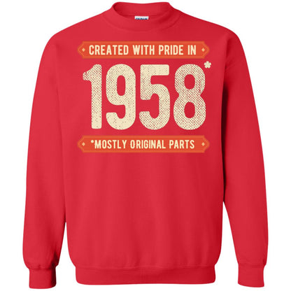 Created With Pride In 1958 Mostly Original Parts 60th Birthday T-shirt Red