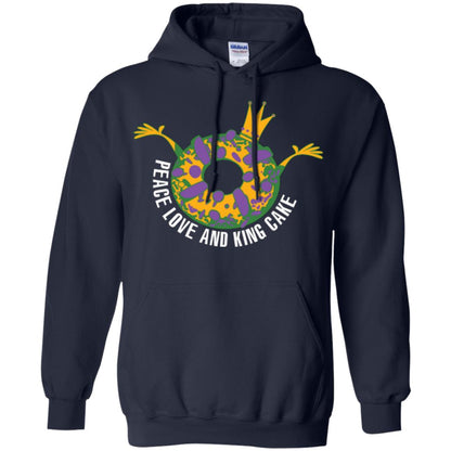 Mardi Gras T-shirt Peace Love And King Cake Navy