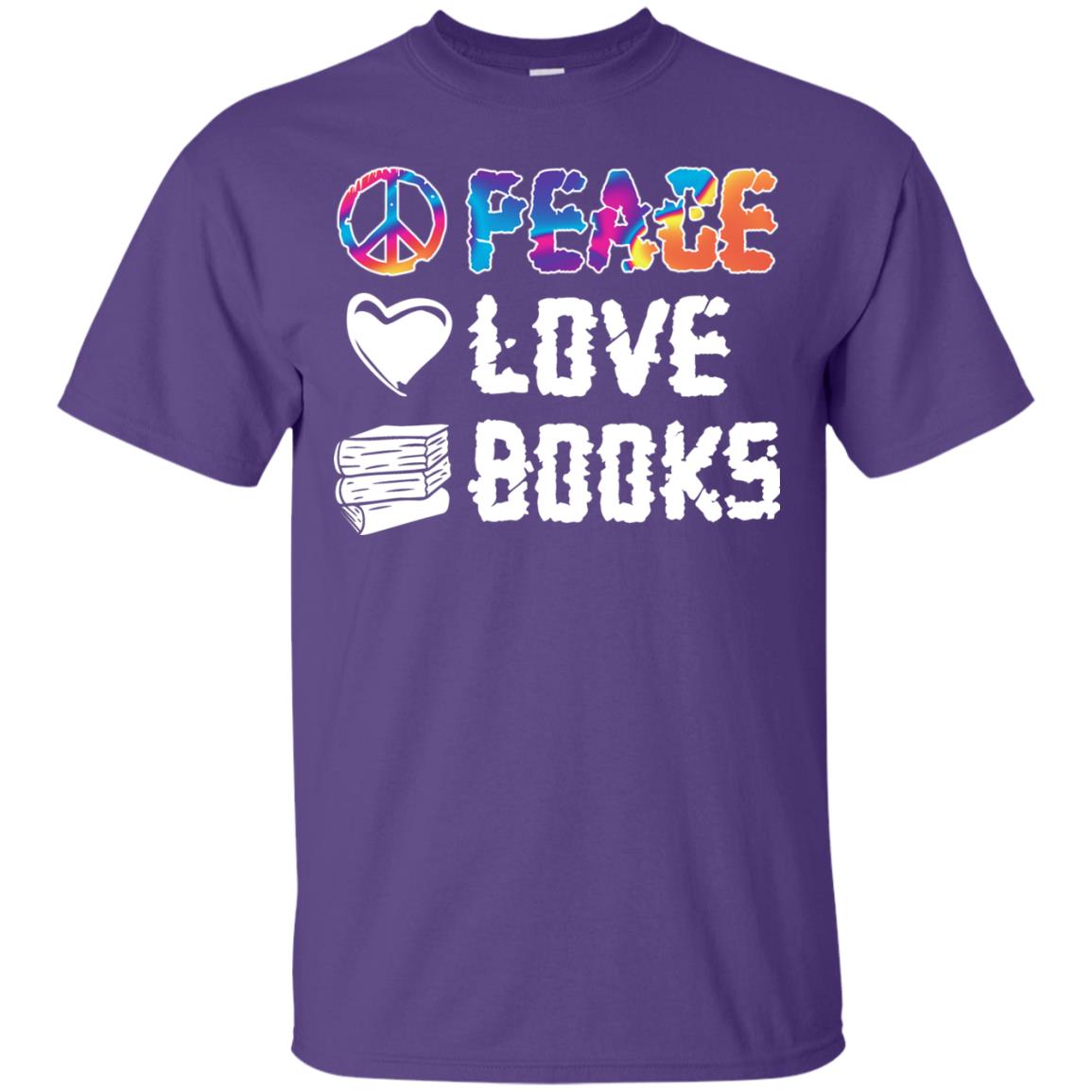 Peace Love Books Bookworm T-shirt Purple