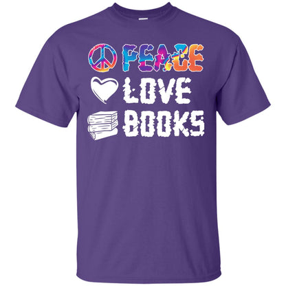 Peace Love Books Bookworm T-shirt Purple