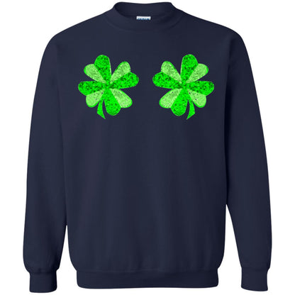 Funny Shamrock Boobs St Patricks Day T-shirt Navy