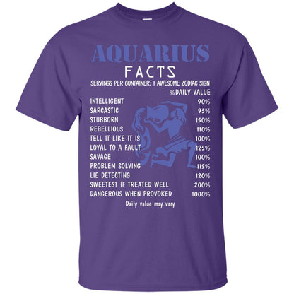 Aquarius Facts 1 Awesome Zodiac Sign Gift Shirt Fo Aquarius Horoscope Purple