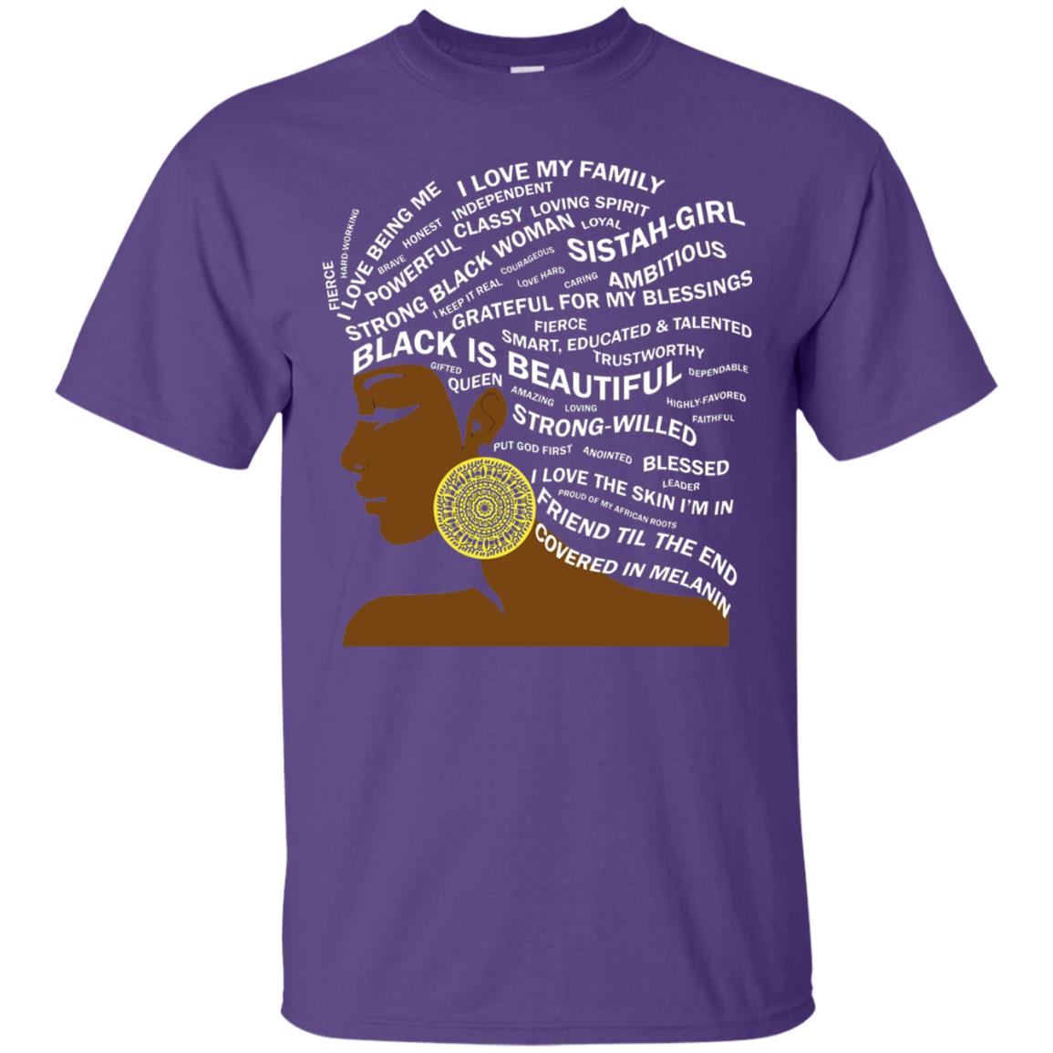 Black Is Beautiful Black History Month Word Art T-shirt Purple