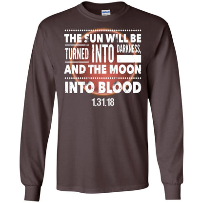 Blood Moon Total Lunar Eclipse T-shirt The Sun Will Be Turned Into Darkness Dark Chocolate