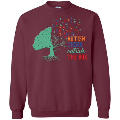 Autism Think Outside The Box Autism Awearness T-shirt Maroon