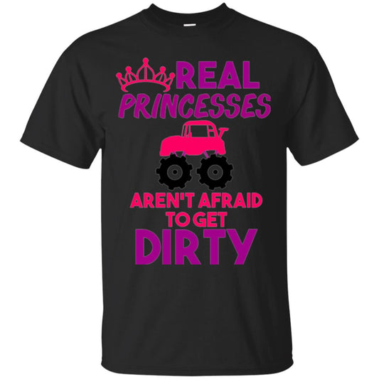 Monster Truck Girl T-shirt Real Princesses Get Dirty Black