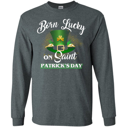 Born Lucky On Saint Patrick's Day T-shirt Dark Heather