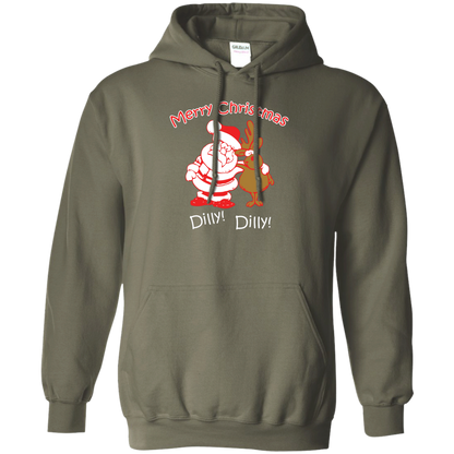 Christmas T-Shirt Merry Christmas Santa And Reindeer Dilly! Dilly! Military Green