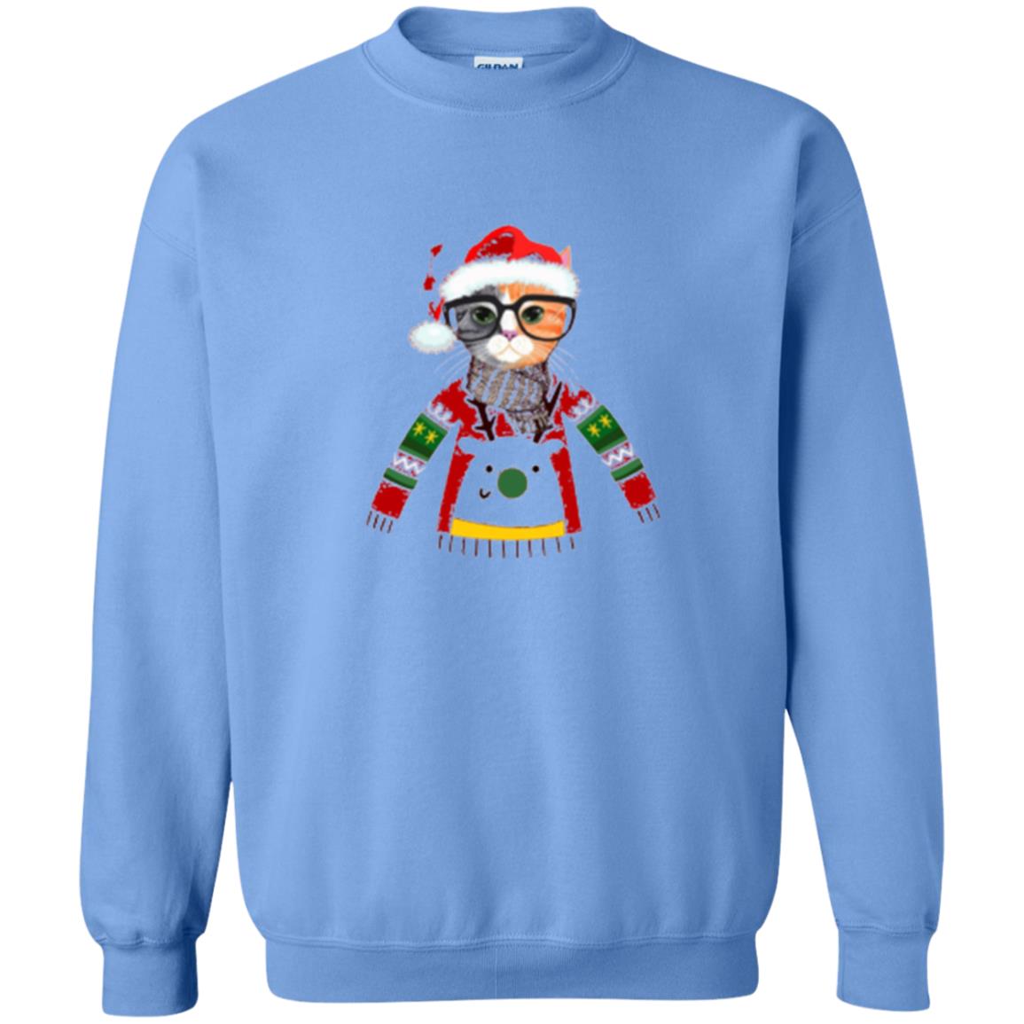 Cat Lovers T-shirt Meowy Christmas Carolina Blue