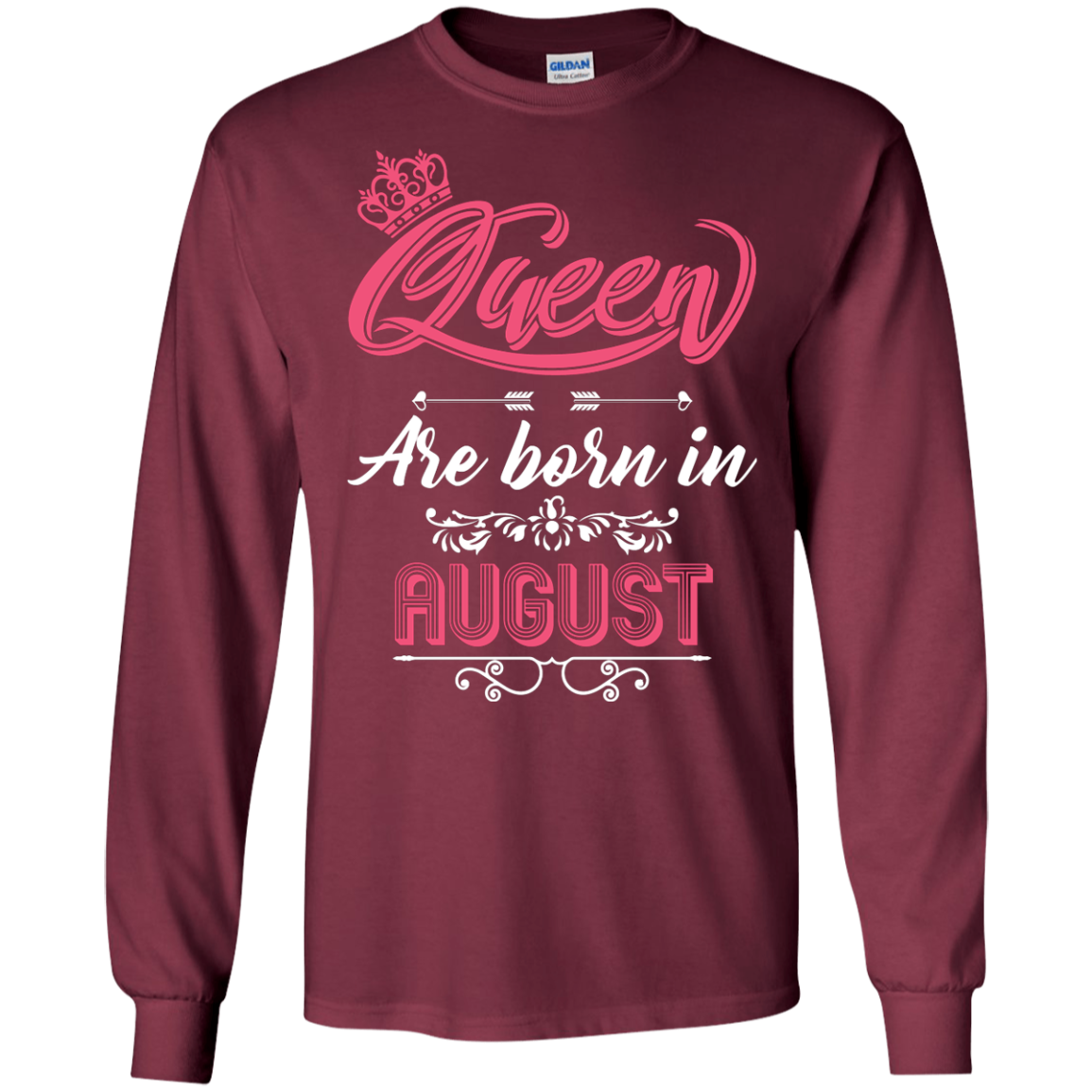 Brithday T-Shirt Queen Are Born In August Maroon
