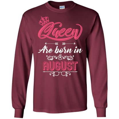 Brithday T-Shirt Queen Are Born In August Maroon