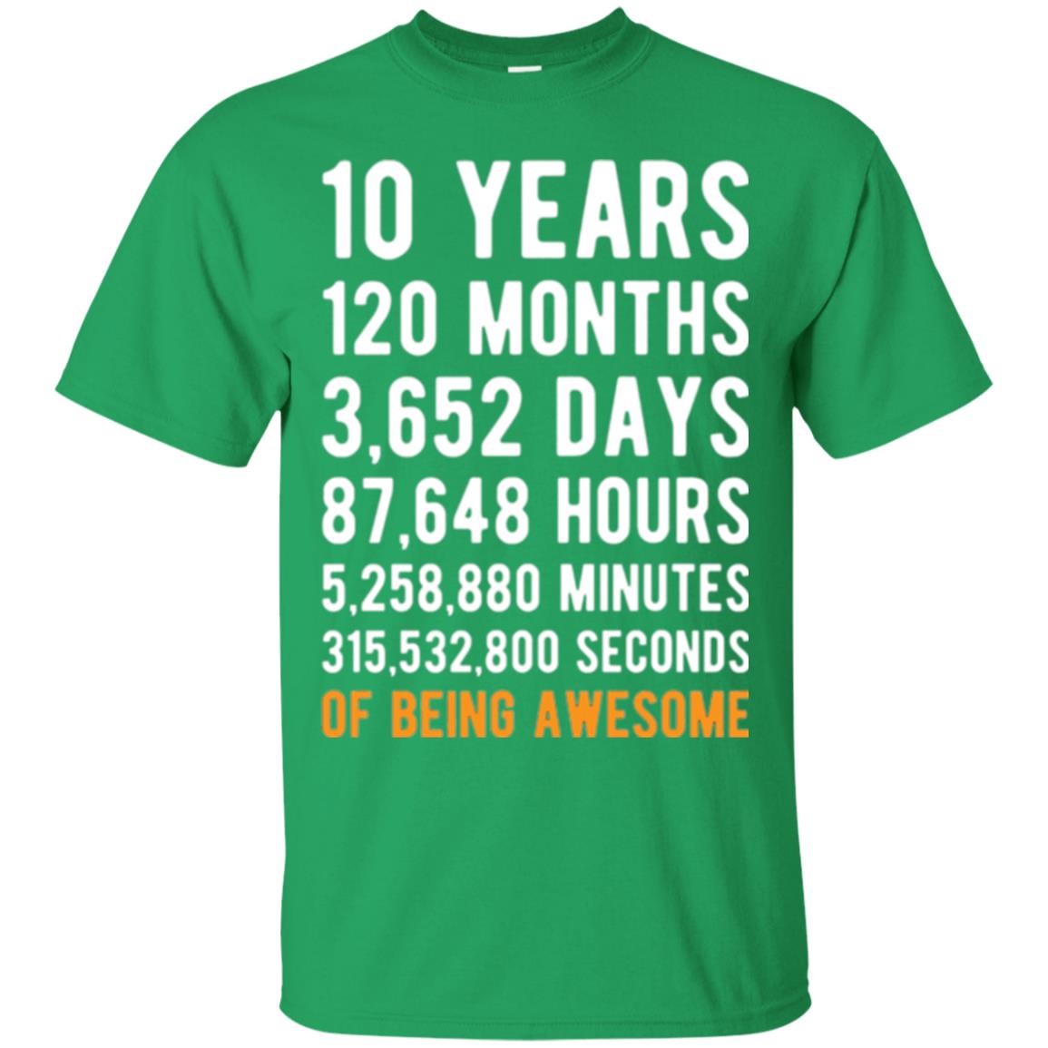 Birthday T-shirt 10 Years Old Of Being Awesome Irish Green