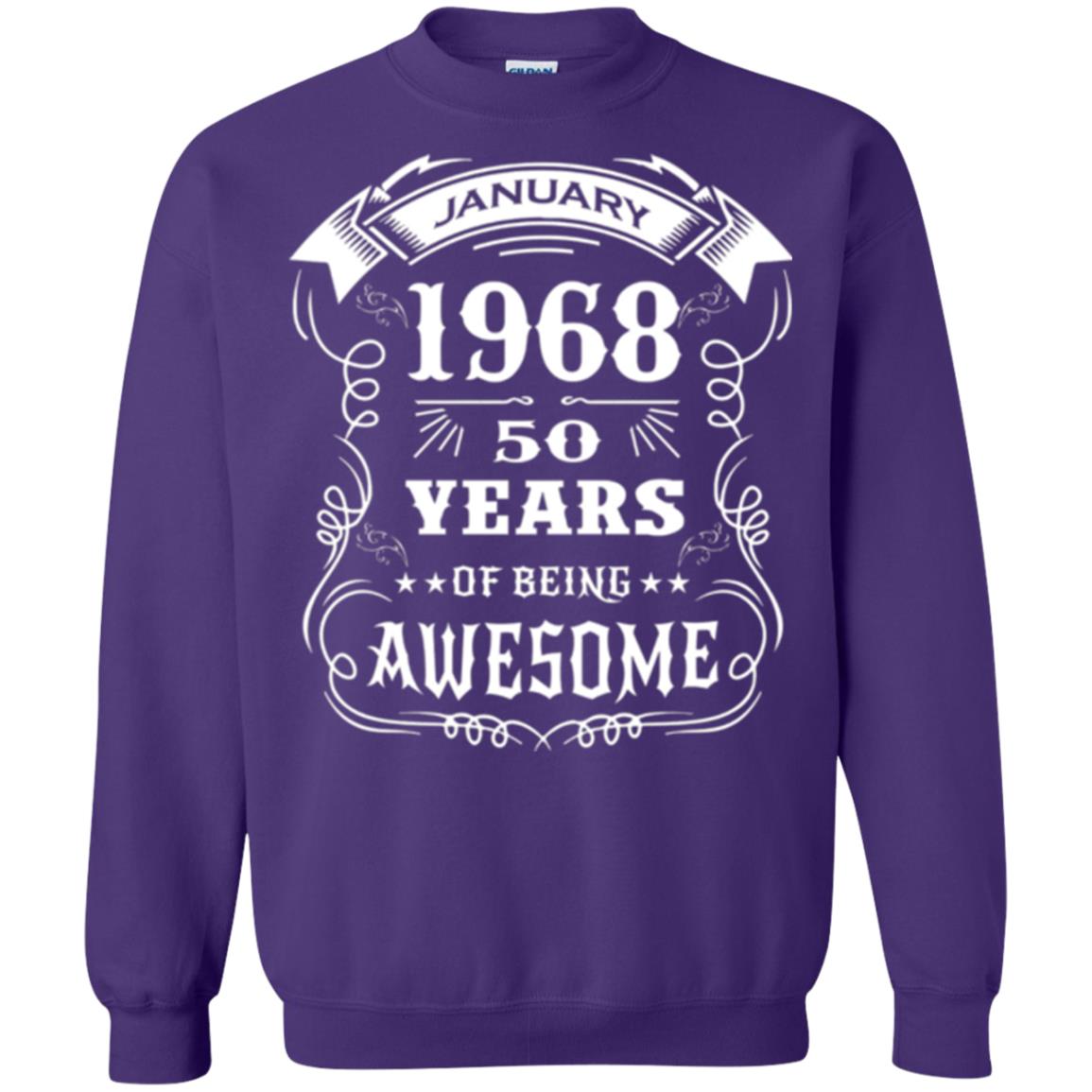 50th Birthday T-shirt Born In January 1968 Purple