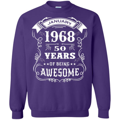 50th Birthday T-shirt Born In January 1968 Purple