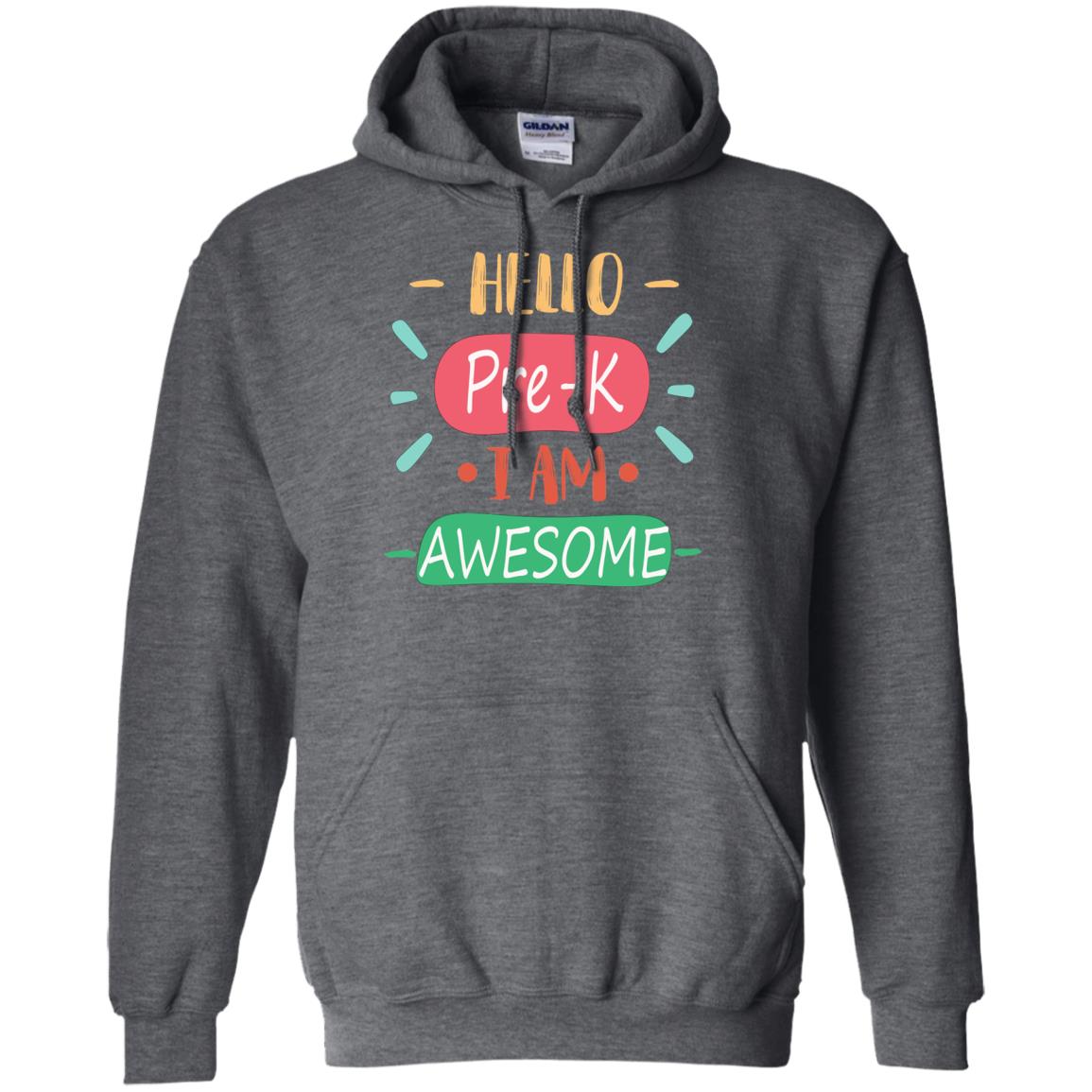 Hello Pre-k Grade I Am Awesome Pre-k Back To School First Day Of School Shirt Dark Heather