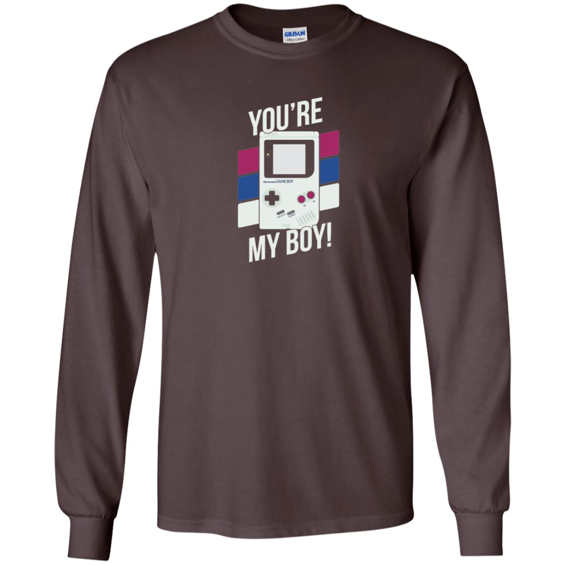 You_re My Boy Stripe Graphic Game Shirt For Boy Dark Chocolate