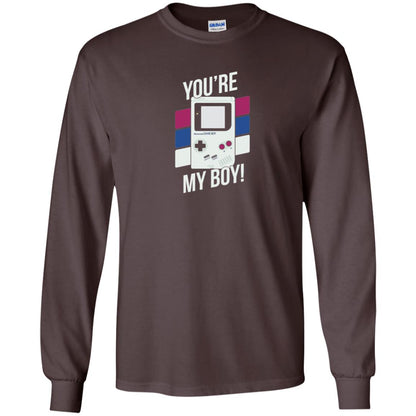 You_re My Boy Stripe Graphic Game Shirt For Boy Dark Chocolate
